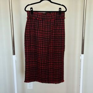 Dolce & Gabbana Black and Red Tweed Pencil Skirt